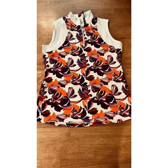 PGA Tour Conversational Parrot Printed Blocked Zip Polo Shirt Top SIZE M NEW - Picture 1 of 10